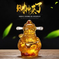 财神造型玻璃酒瓶内置财神创意工艺酒瓶生肖玻璃瓶子吹制白酒瓶