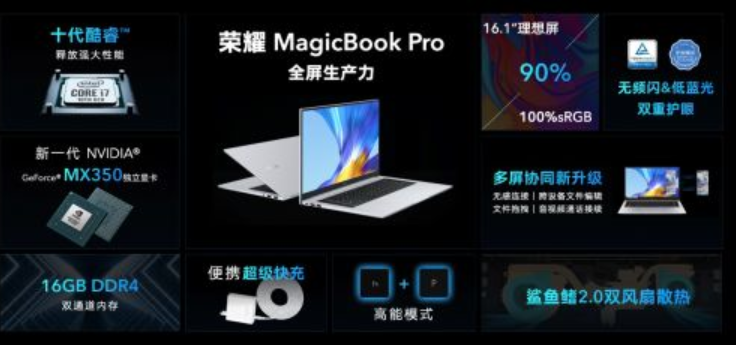荣耀MagicBook Pro 2020发布价格 搭载十代酷睿处理器和MX350独显